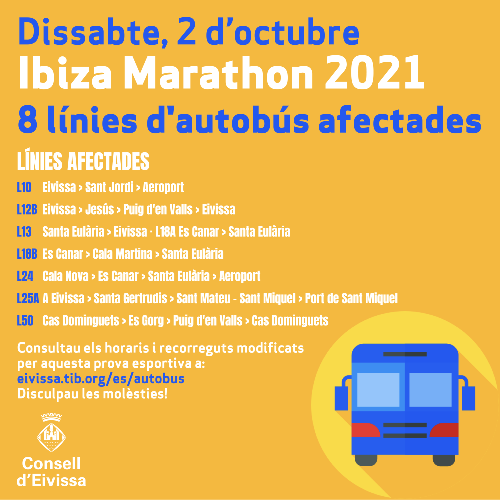 Imagen Un total de ocho líneas de autobús se verán afectadas este sábado por la Ibiza Marathon 2021