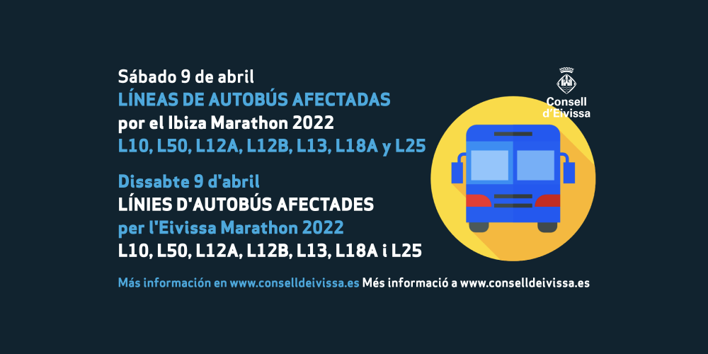 Imagen Les línies d’autobús  L10, L12A, 12B, L13, L18A, L25 i L50, afectades per la Ibiza Marathon d’aquest dissabte 9 d’abril