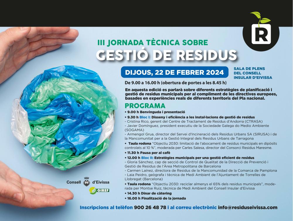 Imagen El Consell d’Eivissa acull una jornada tècnica sobre gestió de residus el pròxim 22 de febrer