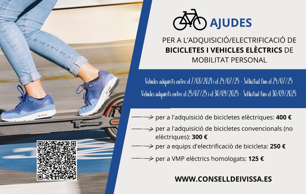 Imagen El Consell d'Eivissa amplia les ajudes per a l'adquisició de bicicletes i vehicles elèctrics de mobilitat personal